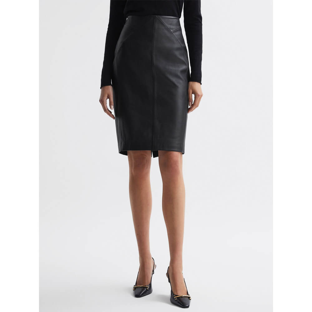 REISS RAYA Leather High Rise Midi Skirt | Jarrolds, Norwich